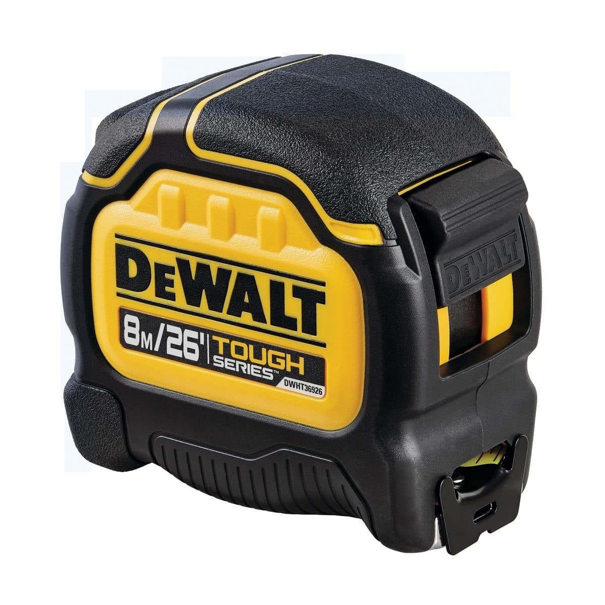 DEWALT ตลับเมตร Tough Tape 8 เมตร รุ่น DWHT36926-30 สายวัดยืดออกได้ 4.9 เมตร โดยไม่หักงอ มีตะขอเกี่ยวแม่เหล็ก (ดีวอลท์)