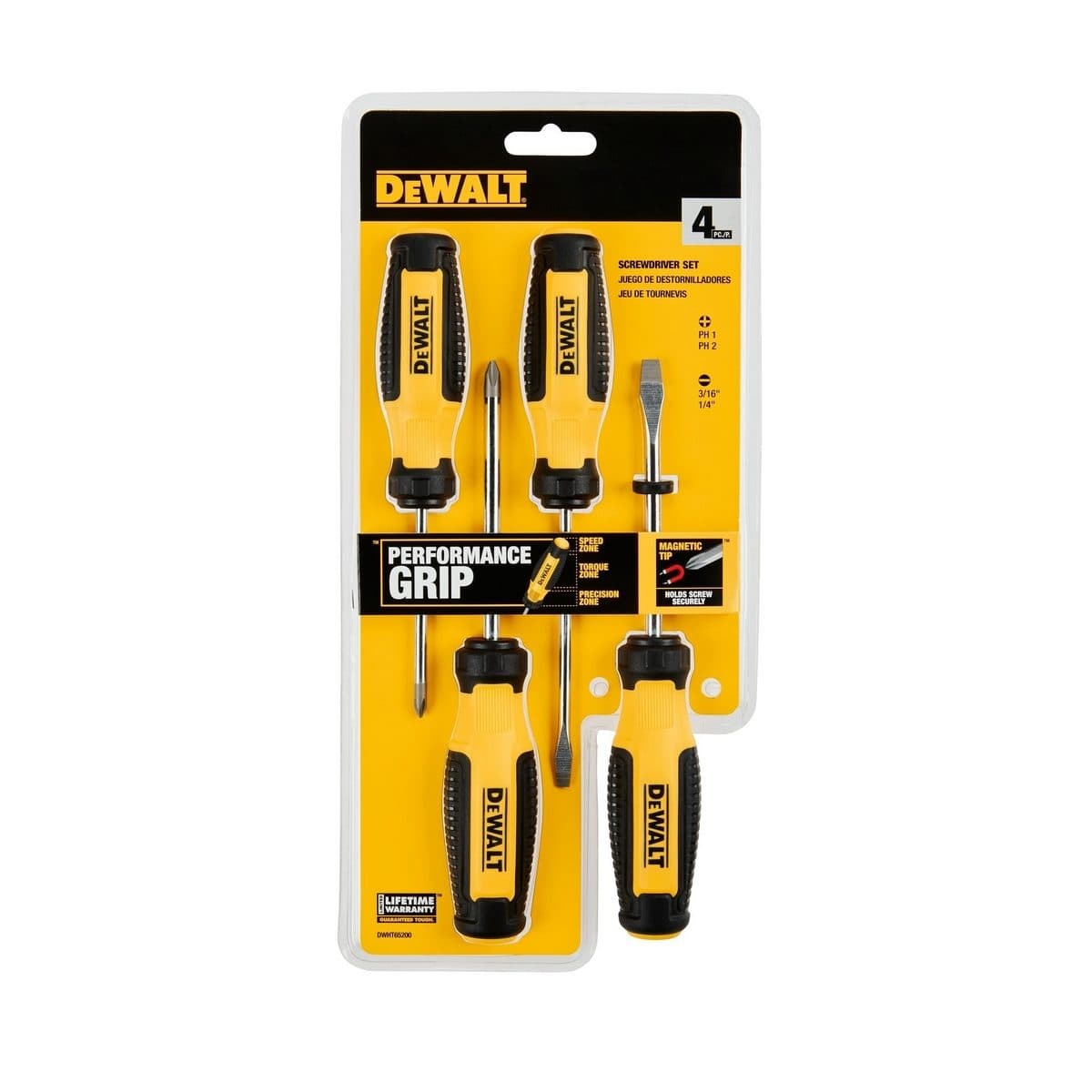 DEWALT ชุดไขควง 4 ชิ้น/ชุด รุ่น DWHT65200 ป้องกันสนิมมีแม่เหล็กที่ปลายไขควง ใช้สำหรับขันและคลายน็อต (ดีวอลท์)