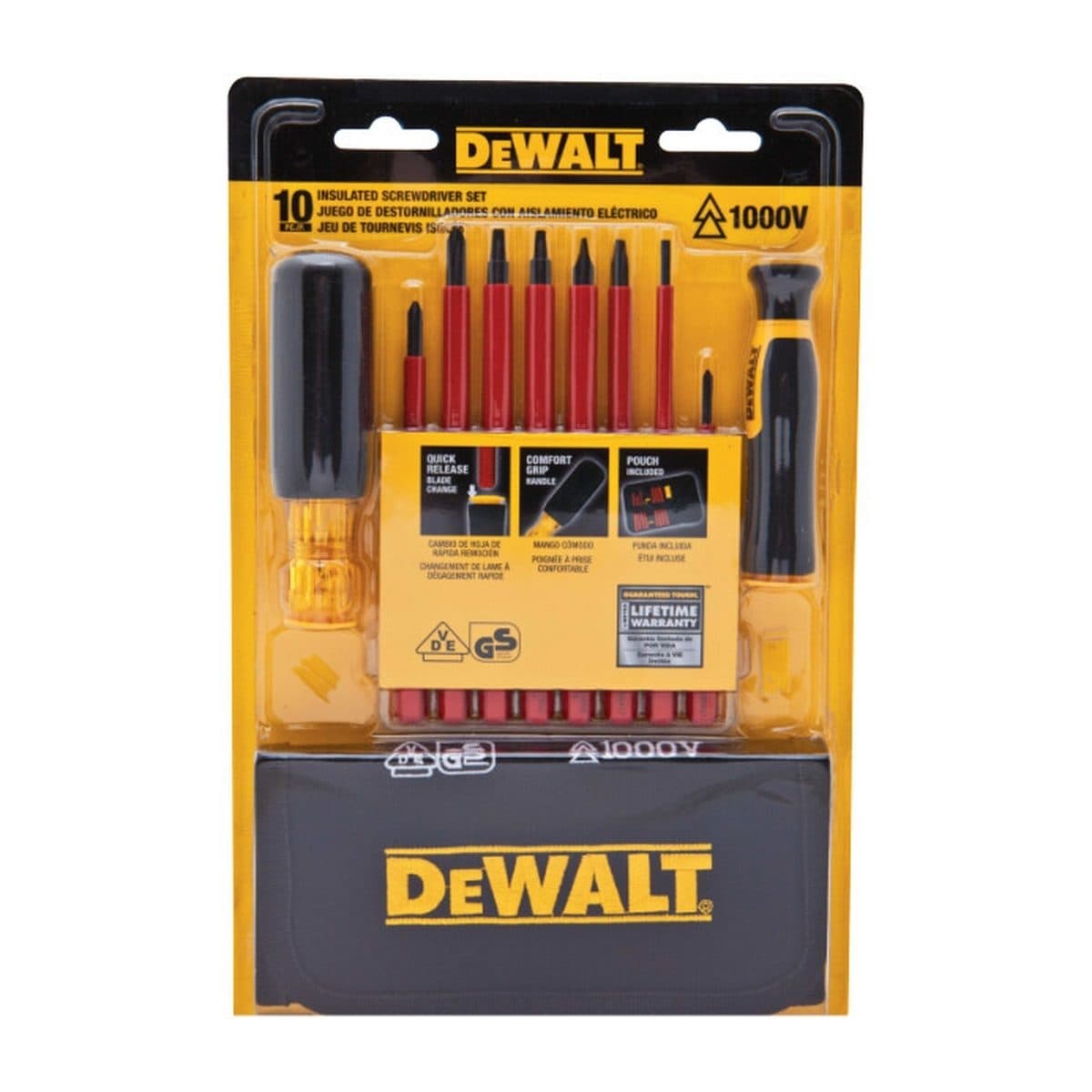DEWALT ชุดไขควงหุ้มฉนวนด้ามจับไวนิล 8 ชิ้น รุ่น DWHT66417 ไขควงหุ้มฉนวนที่ผ่านการรับรอง 1000 VDE (ดีวอลท์)