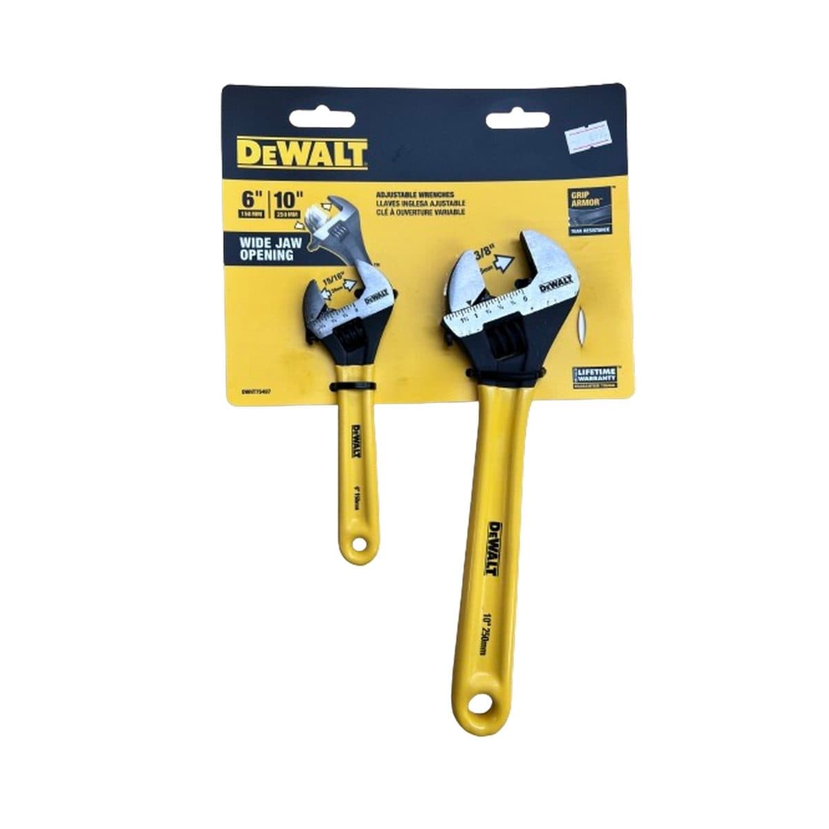 DEWALT ประแจเลื่อนแพกคู่ (6 นิ้ว+10 นิ้ว) รุ่น DWHT75497 เคลือบ Grip Armor™ ช่วยป้องกันไม่ให้ด้ามจับหลุดลอก (ดีวอลท์)
