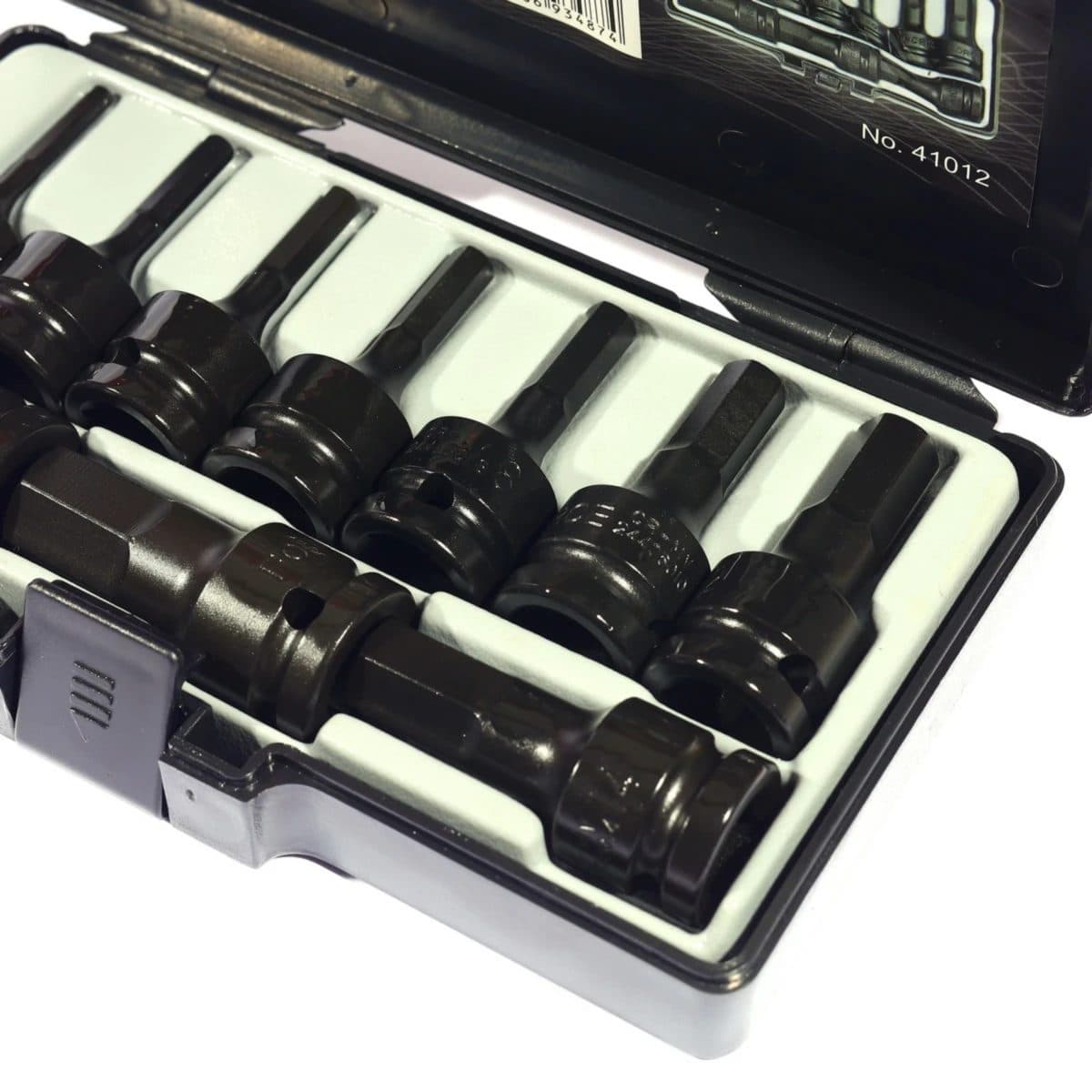 FORCE ชุดบล็อกเดือยโผล่รมดำ หัวหกเหลี่ยม 10 ตัว ขนาด 1/2 นิ้ว ขนาด H4-H19 ยาว 60 มม. สำหรับงานทั่วไป และงานหนัก (ฟอร์ซ)