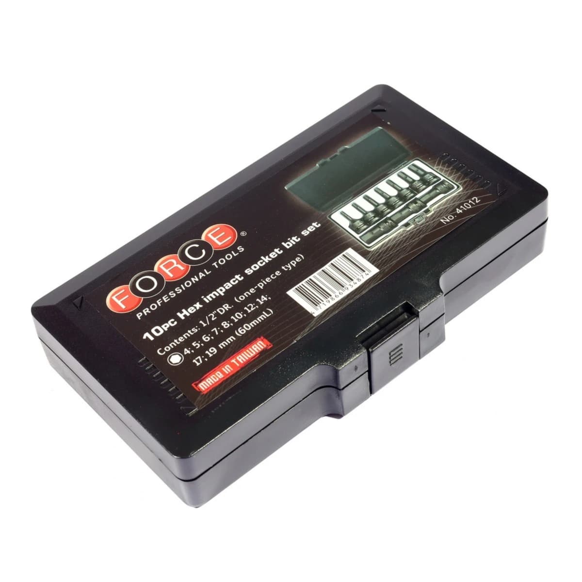FORCE ชุดบล็อกเดือยโผล่รมดำ หัวหกเหลี่ยม 10 ตัว ขนาด 1/2 นิ้ว ขนาด H4-H19 ยาว 60 มม. สำหรับงานทั่วไป และงานหนัก (ฟอร์ซ)
