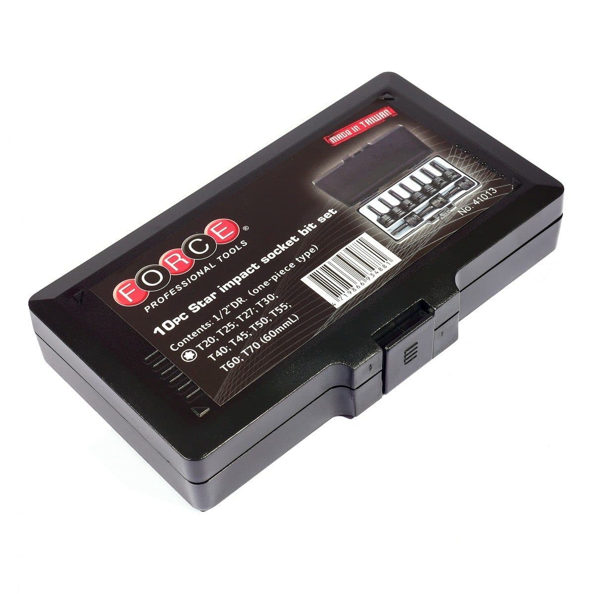 FORCE ชุดลูกบล็อกเดือยโผล่ 1/2 นิ้ว หับจีบ Torx สีดำ ขนาด T20-T70 ยาว 60 มม. 10 ตัวชุด (ฟอร์ซ)