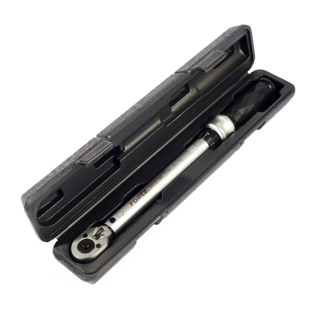 FORCE ประแจปอนด์ชนิดมีเสียง ขนาด 3/8 นิ้ว ยาว 1010 มม. รุ่น 6473110J แรงบิด 20-110 นิวตันเมตร ด้ามดำ มีใบรับรองการตั้งค่ามาในชุด (ฟอร์ซ)