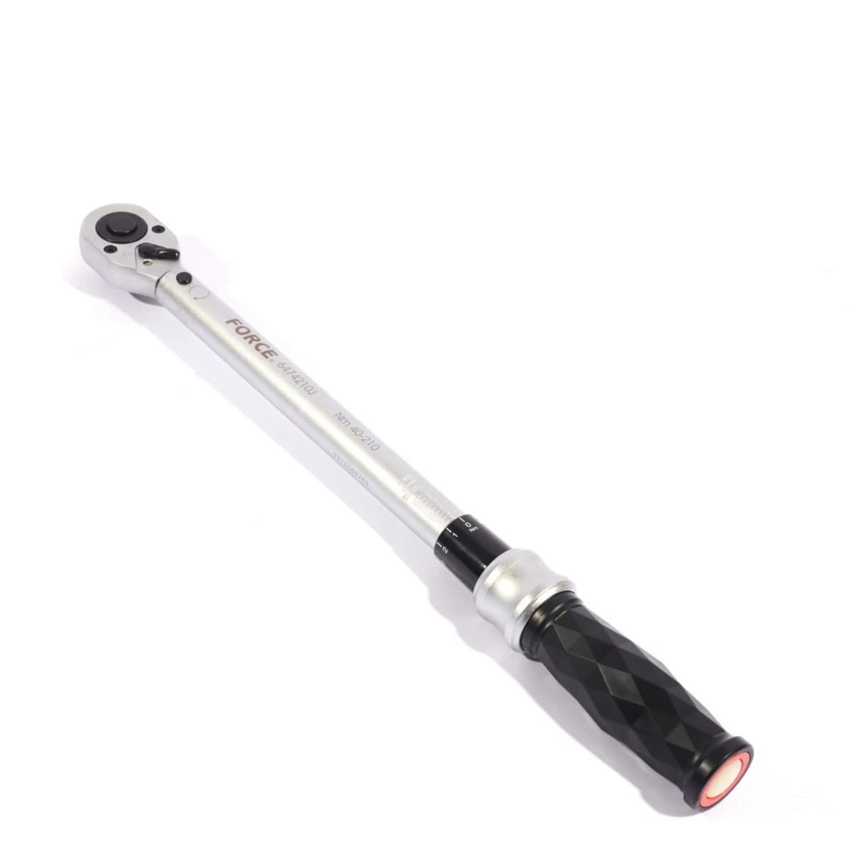 FORCE ประแจปอนด์ชนิดมีเสียง ขนาด 1/2 นิ้ว ยาว 1010 มม. รุ่น 6474210J แรงบิด 40-210 นิวตันเมตร ด้ามดำ มีใบรับรองการตั้งค่ามาในชุด (ฟอร์ซ)