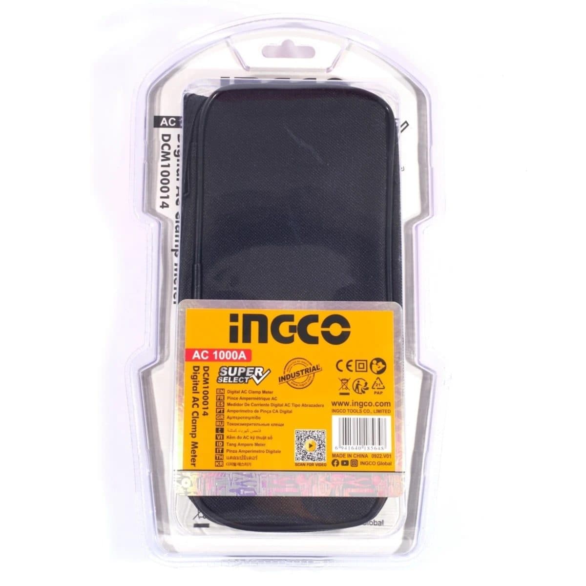 INGCO ดิจิตอลแคลมป์มิเตอร์ วัดกระแสไฟ AC 60A/600A/1000A รุ่น DCM100014 วัดแรงดันไฟฟ้า AC 750V. /DC 1000V. จอแสดงผล 6000 หลัก หน้าจอ Backligh
