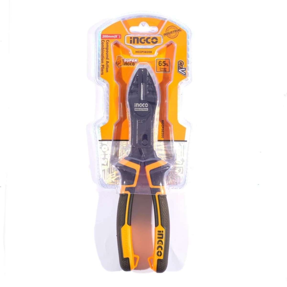 INGCO คีมปากจิ้งจก 8 นิ้ว Compound Action รุ่น HCCP58200 รุ่นประหยัดแรงพิเศษ ถึง 65% ผลิตจากเหล็ก CR-V เคลือบเทฟลอน (อิงโก้)