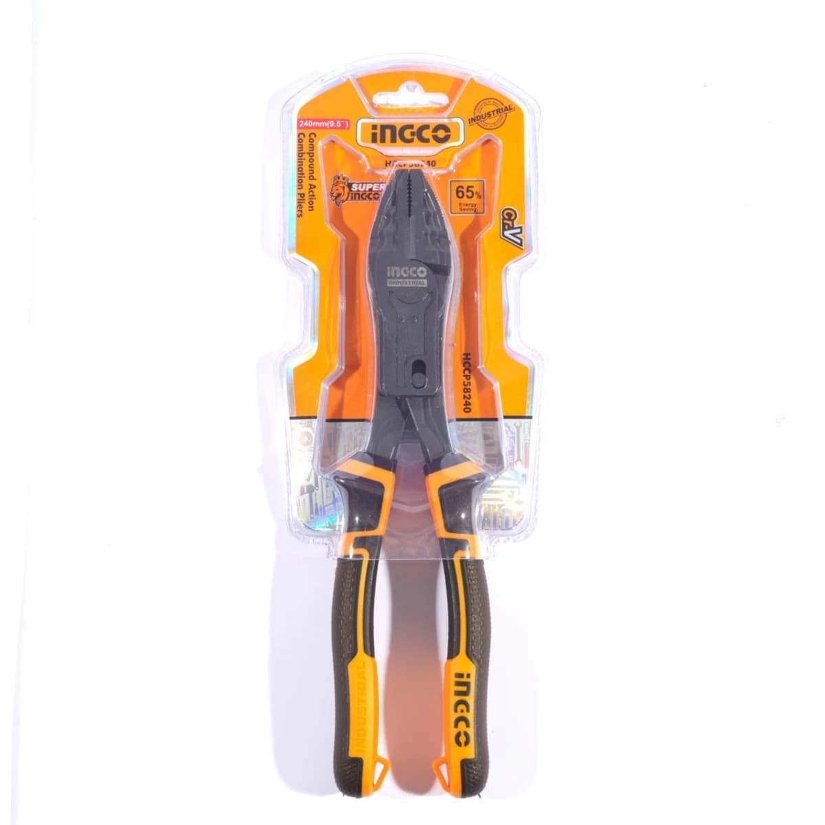 INGCO คีมปากจิ้งจก 9.5 นิ้ว Compound Action รุ่น HCCP58240 รุ่นประหยัดแรงพิเศษ ถึง 65% ผลิตจากเหล็ก Cr-V เคลือบเทฟลอน (อิงโก้)