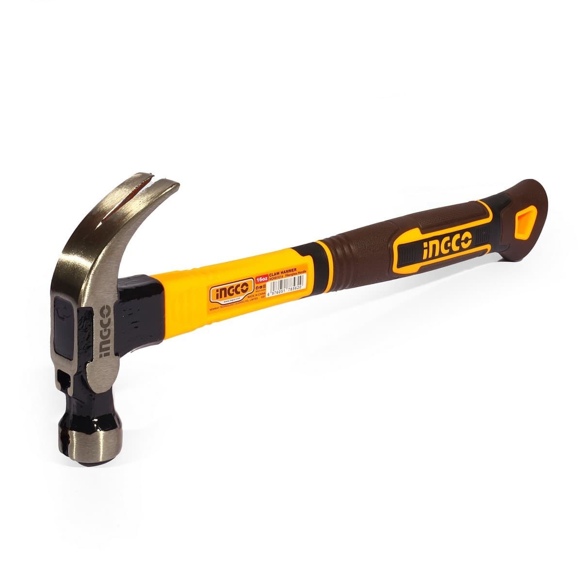 INGCO ค้อนหงอนด้ามไฟเบอร์ 16 ออนซ์ (450 กรัม) รุ่น HCH81016 ค้อนหัวแม่เหล็ก สำหรับดูดตะปู ผลิตจาก Carbon Steel (อิงโก้)