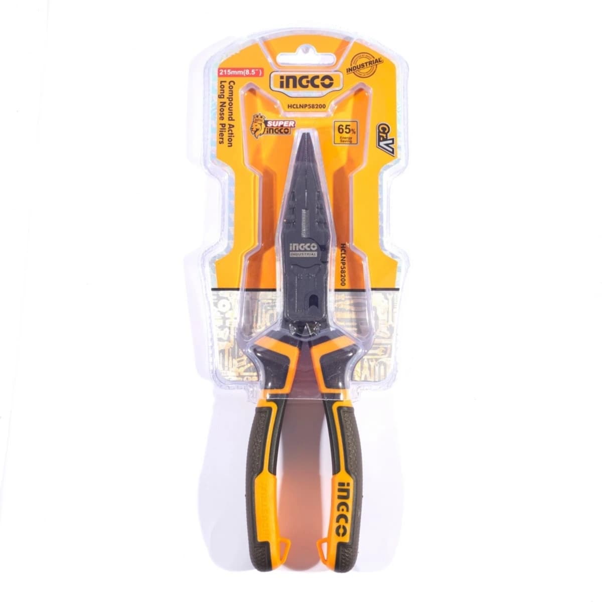 INGCO คีมปากแหลม 8.5 นิ้ว Compound Action รุ่น HCLNP58200 รุ่นประหยัดแรงพิเศษ ถึง 65% ผลิตจากเหล็ก Cr-V เคลือบเทฟลอน (อิงโก้) (อิงโก้)