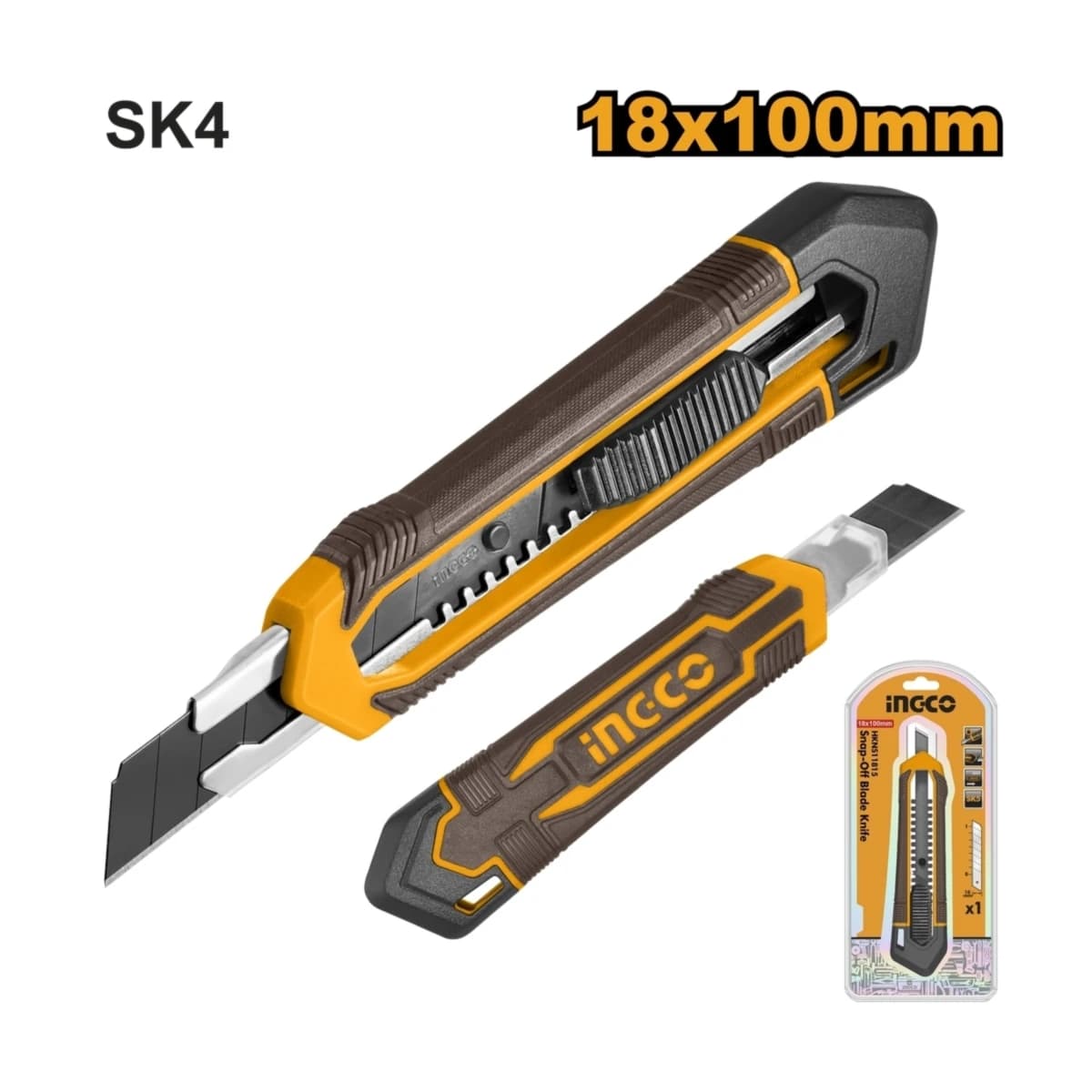 INGCO มีดคัตเตอร์ 18 X 100 มม. รุ่น HKNS11815 ความยาวมีดคัตเตอร์ 179 มม. ใช้กับใบมีดคัตเตอร์ รุ่น HKNSB112 (อิงโก้)