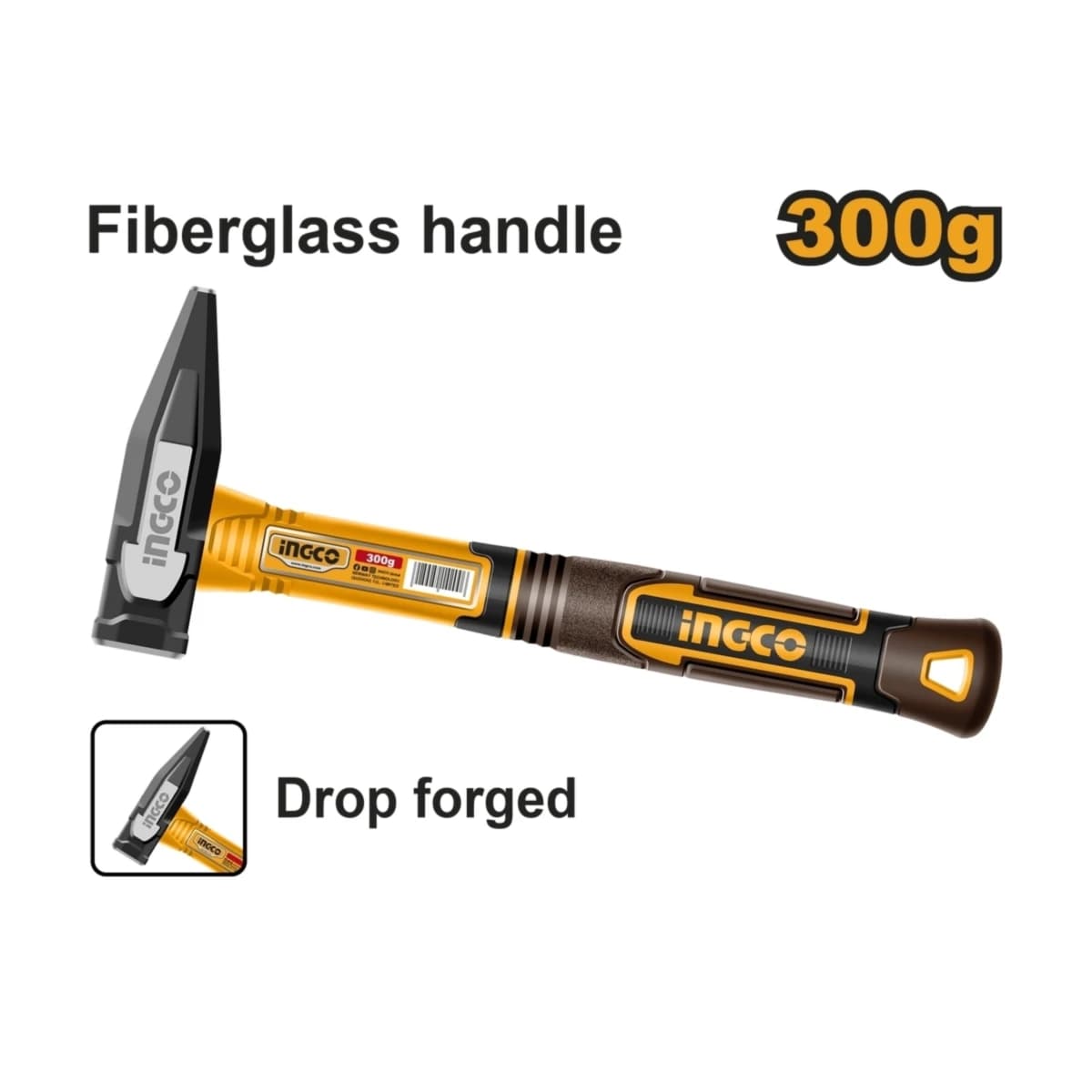 INGCO ค้อนช่างทองด้ามไฟเบอร์ 300 กรัม รุ่น HMH82300 ผลิตจากวัสดุ Carbon Steel (อิงโก้)