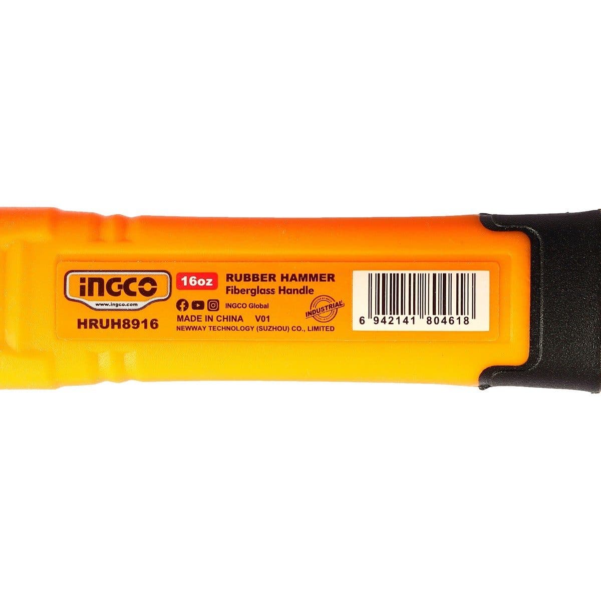 INGCO ค้อนยาง ด้ามไฟเบอร์ 16 ออนซ์ (450 กรัม) รุ่น HSTHS81000 ผลิตจากยางธรรมชาติ ไม่ทำให้พื้นผิวชิ้นงานเสียหาย (อิงโก้)