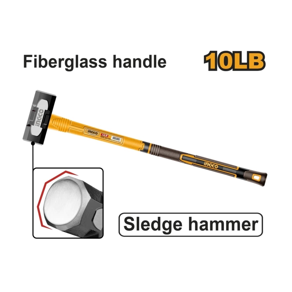 INGCO ค้อนปอนด์ 10 ปอนด์ รุ่น HSM81498 ผลิตจาก Carbon Steel ทำให้เหล็กมีความแน่น แข็งแรง ทนความร้อน (อิงโก้)