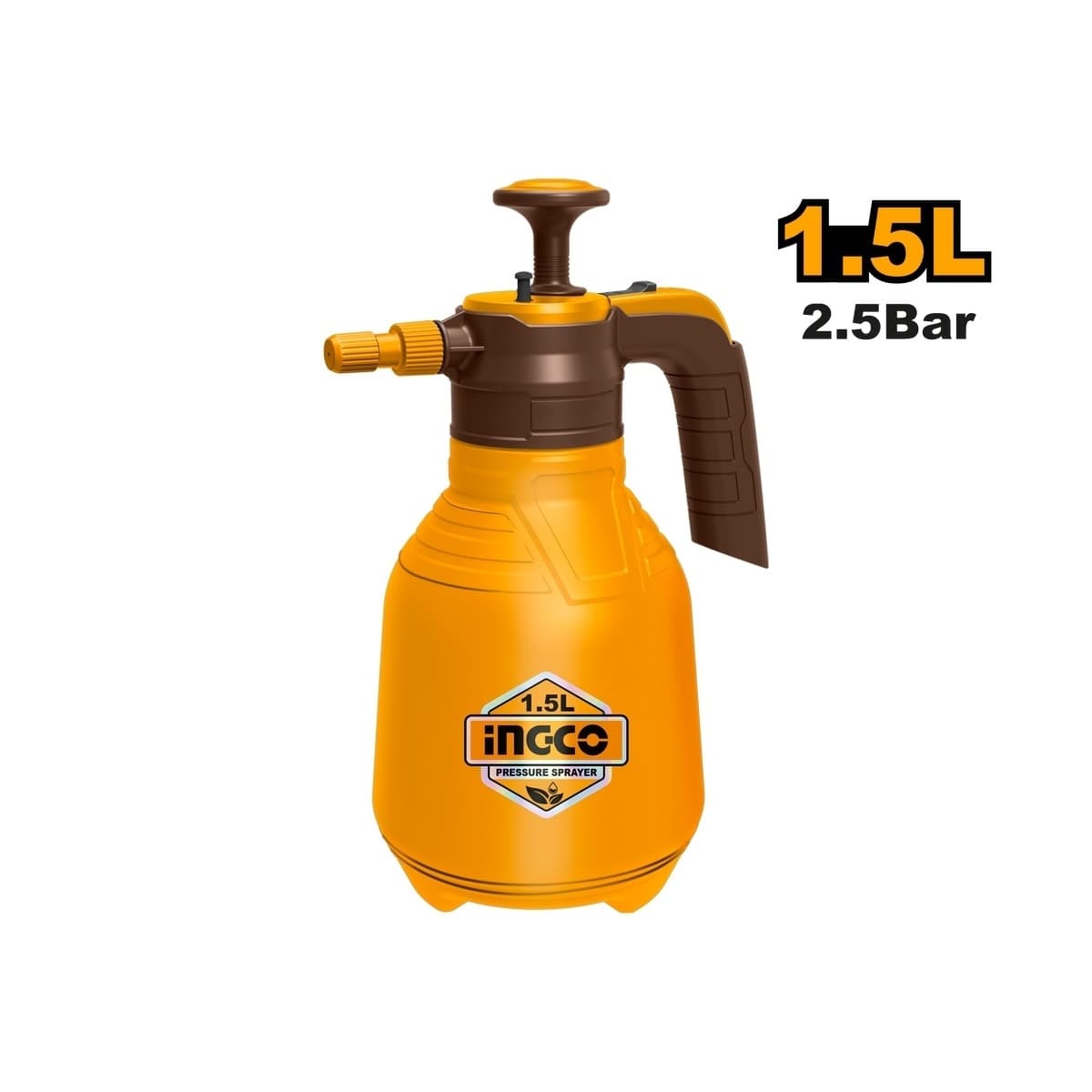 INGCO กระบอกฉีดน้ำ ขนาด 1.5 ลิตร รุ่น HSPP201502 ก้านสูบอะลูมิเนียม ปรับหัวฉีดได้ มีวาล์วปล่อยแรงดัน เหมาะสำหรับงานสวน รดน้ำต้นไม้ (อิงโก้)