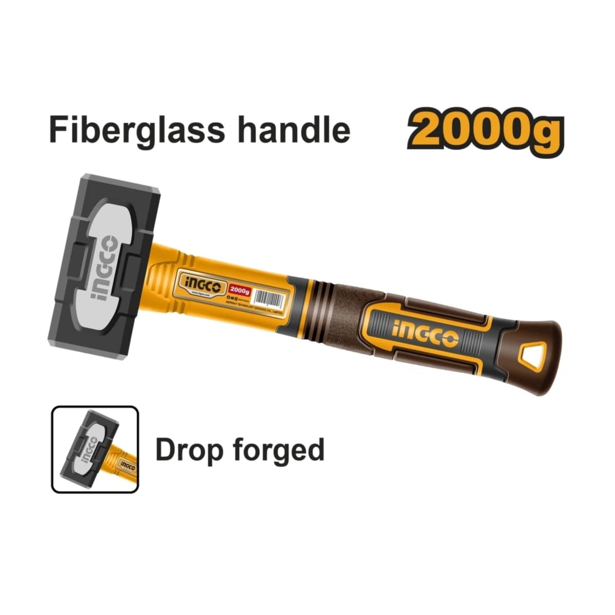 INGCO ค้อนทุบด้ามไฟเบอร์ 2000 กรัม รุ่น HSTH82000 ผลิตจากวัสดุ Carbon Steel (อิงโก้)