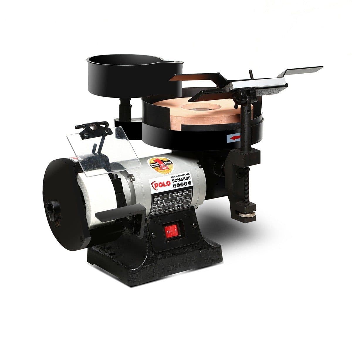 POLO มอเตอร์หินไฟ+ลับใบกบ 5 นิ้ว กำลัง 1/4 แรงม้า (0.25 กิโลวัตต์) รุ่น KT SCM5800 กำลังไฟ 230 โวลต์ มอเตอร์ 2 สาย 2 Pole ความเร็วรอบ 2850 ร