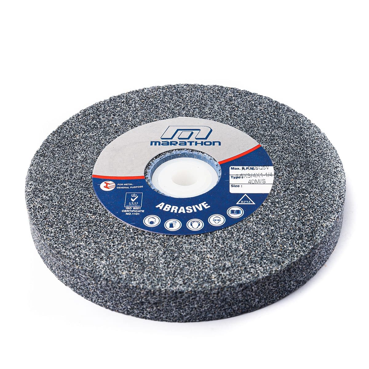 MARATHON หินไฟ สีเทา 6 นิ้ว เบอร์ 36 หนา 3/4 นิ้ว ใช้สำหรับเจียคาร์ไบด์ ใช้กับเครื่องมอเตอร์หินไฟ (มาราธอน)