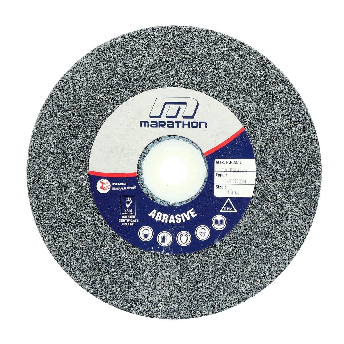 MARATHON หินไฟ สีเทา 6 นิ้ว เบอร์ 36 หนา 1 นิ้ว ใช้สำหรับเจียคาร์ไบด์ ใช้กับเครื่องมอเตอร์หินไฟ (มาราธอน)