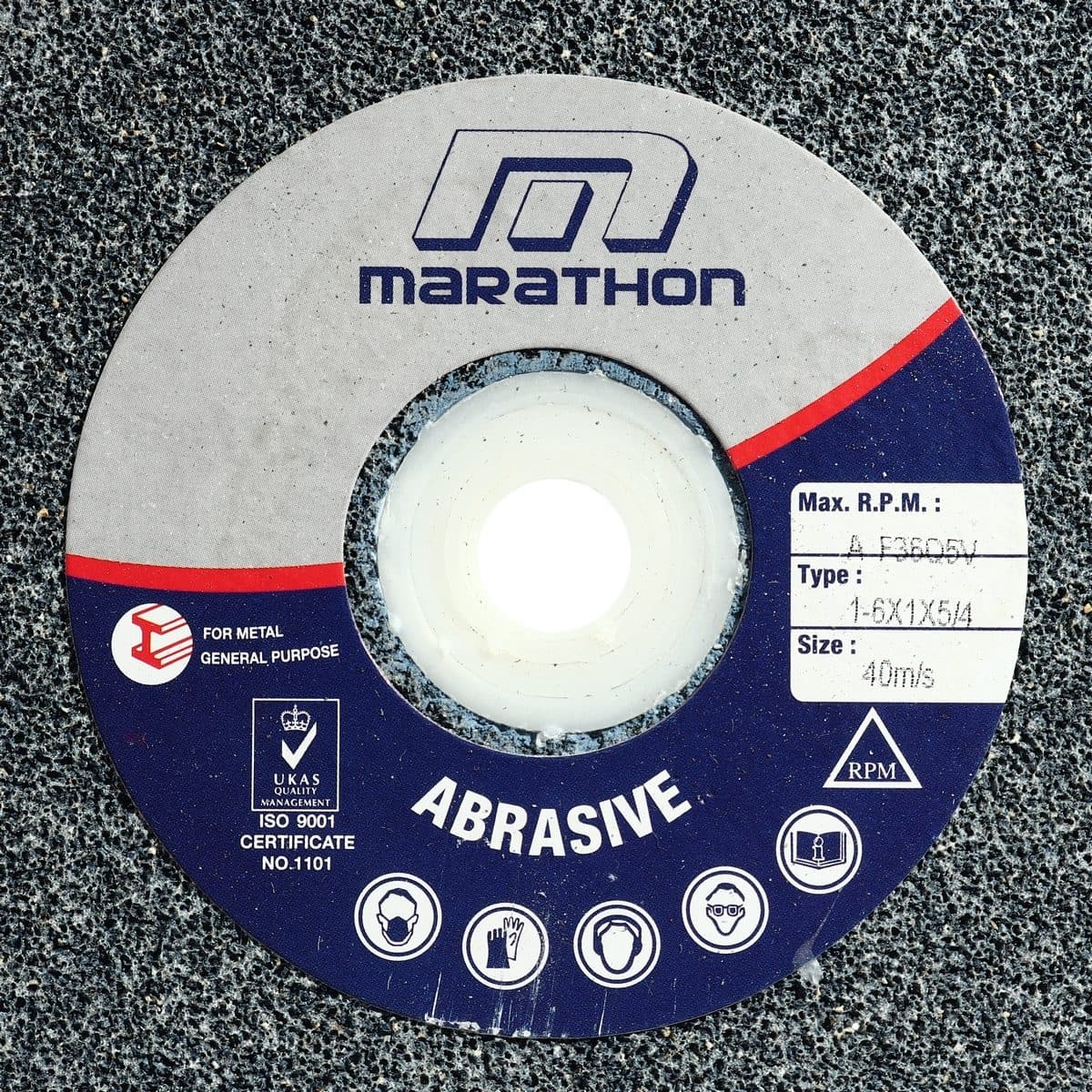 MARATHON หินไฟ สีเทา 6 นิ้ว เบอร์ 36 หนา 1 นิ้ว ใช้สำหรับเจียคาร์ไบด์ ใช้กับเครื่องมอเตอร์หินไฟ (มาราธอน)