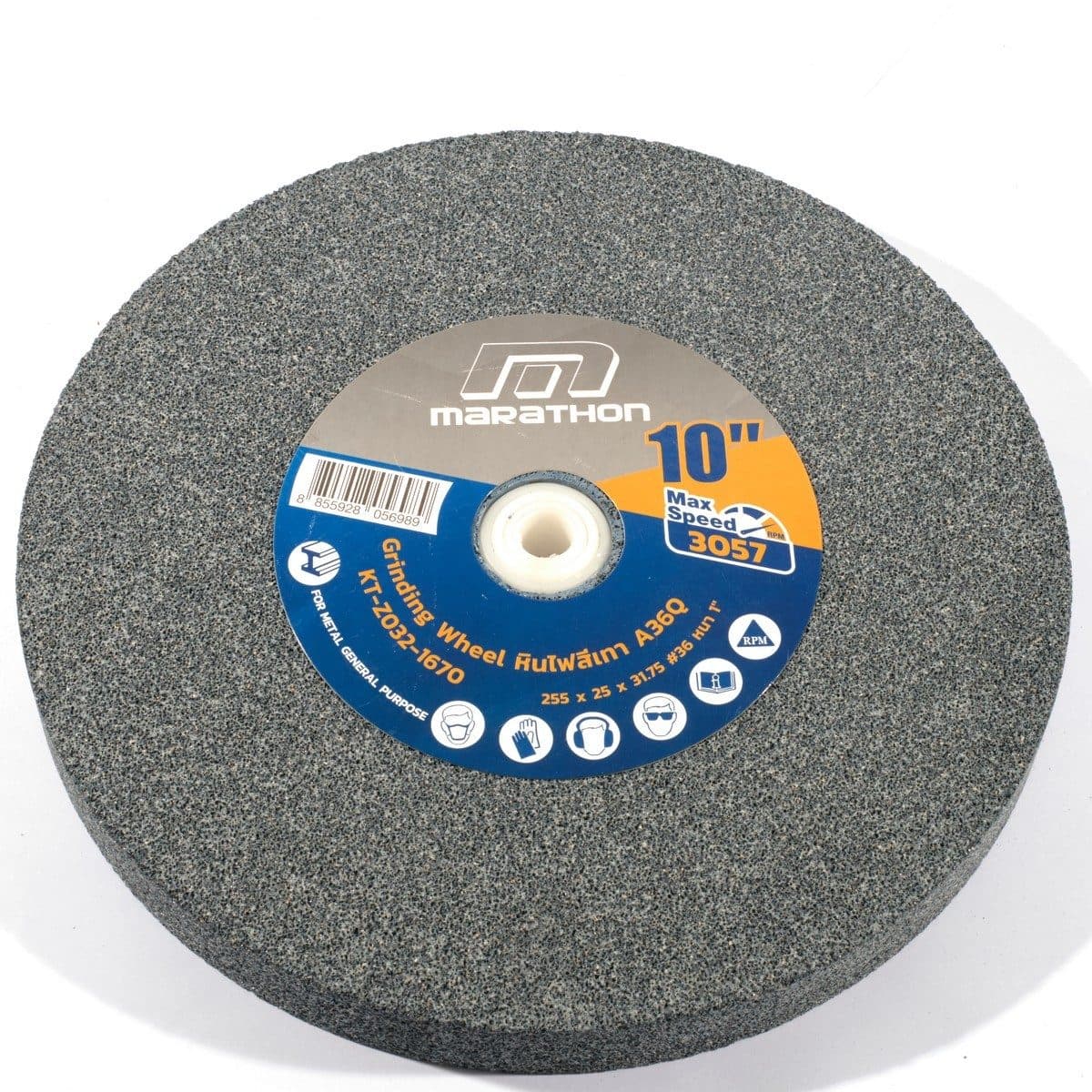 MARATHON หินไฟ สีเทา 10 นิ้ว เบอร์ 36 หนา 1 นิ้ว ใช้สำหรับเจียคาร์ไบด์ ใช้กับเครื่องมอเตอร์หินไฟ (มาราธอน)