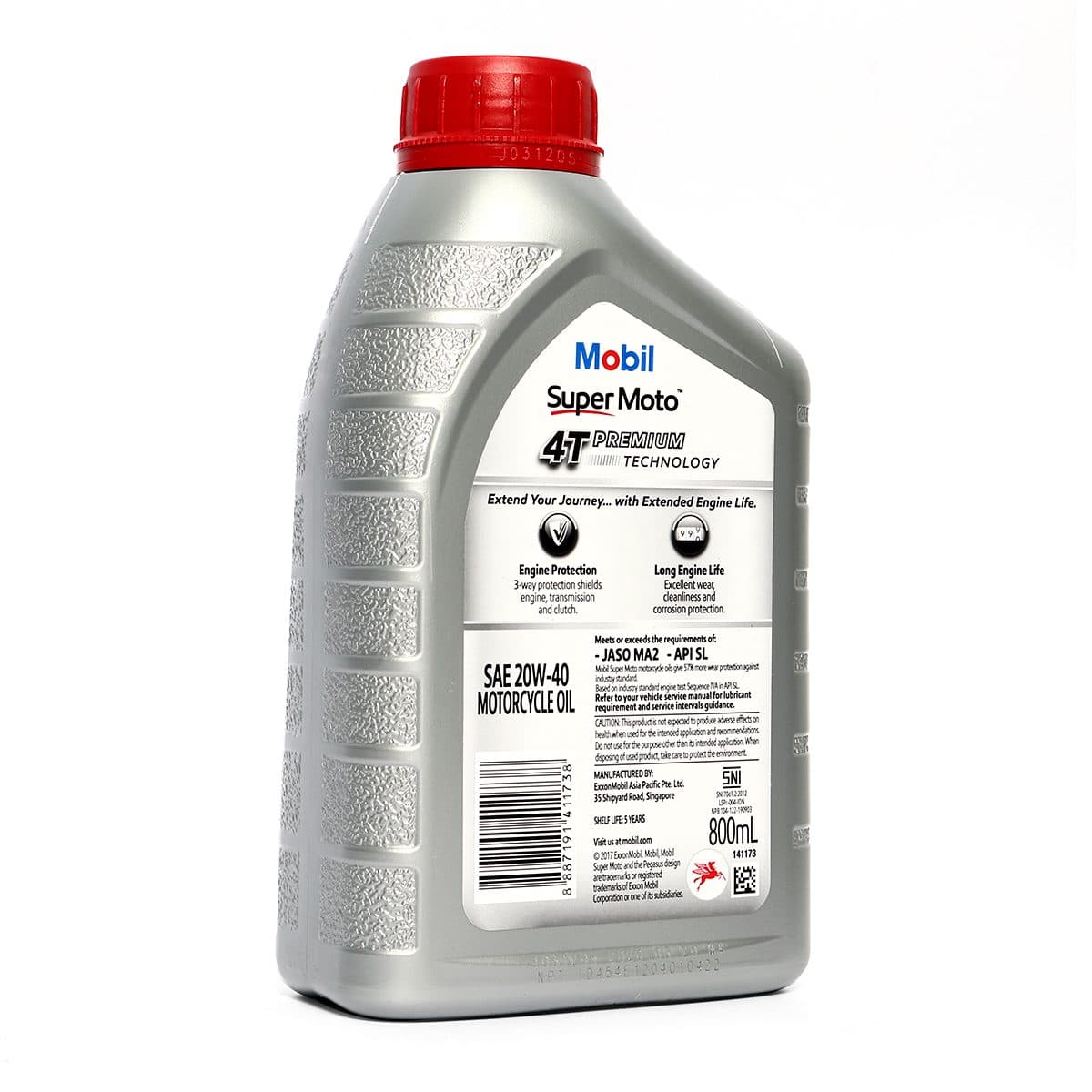 น้ำมันหล่อลื่นเครื่องยนต์เบนซินสำหรับรถมอเตอร์ไซค์ โมบิล (MOBIL) รุ่น ซูเปอร์ โมโต 20W-40 ความหนืด SAE 20W-40 ขนาดบรรจุ 0.8 ลิตร