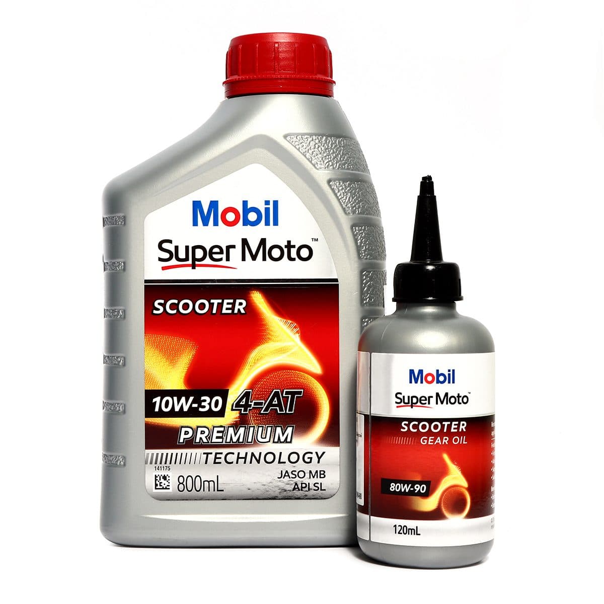 น้ำมันหล่อลื่นเครื่องยนต์เบนซินสำหรับรถมอเตอร์ไซค์เกียร์ออโตเมติก กึ่งสังเคราะห์ โมบิล (MOBIL) รุ่น ซูเปอร์ โมโต สกูตเตอร์ 10W-30 ขนาดบรรจุ 