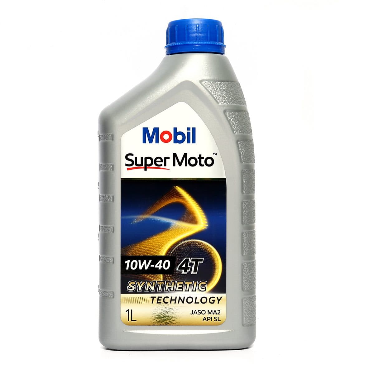 น้ำมันหล่อลื่นเครื่องยนต์เบนซินสำหรับรถมอเตอร์ไซค์กึ่งสังเคราะห์ โมบิล (MOBIL) รุ่น ซูเปอร์ โมโต 10W-40 ความหนืด SAE 10W-40 ขนาดบรรจุ 1 ลิตร