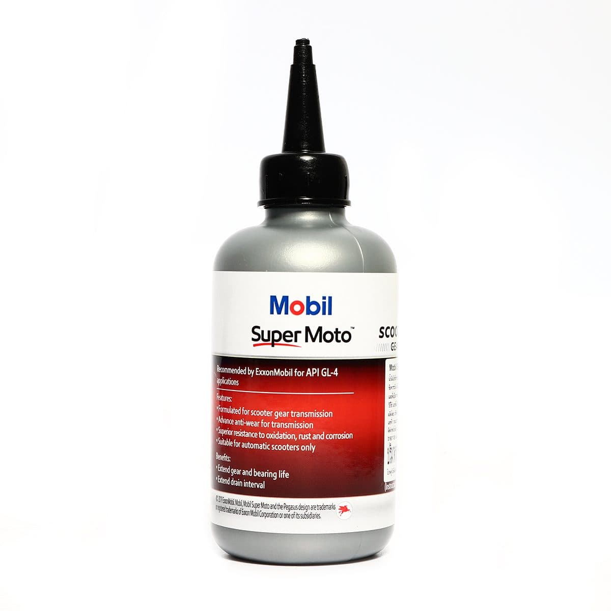 น้ำมันเฟืองท้ายเครื่องยนต์เบนซินสำหรับรถมอเตอร์ไซค์เกียร์ออโตเมติก โมบิล (MOBIL) รุ่น ซูเปอร์ โมโต สกูตเตอร์ 80W-90 ความหนืด SAE 80W-90 ขนาด