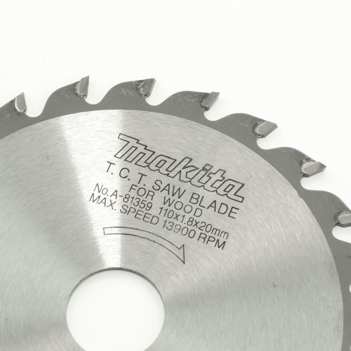 MAKITA ใบเลื่อยวงเดือนคาร์ไบด์สำหรับตัดไม้ 4 นิ้ว 24 ฟัน รุ่น A-81359 เส้นผ่านศูนย์กลาง 110 มม. หนา 1.8 มม. (มากีต้า)