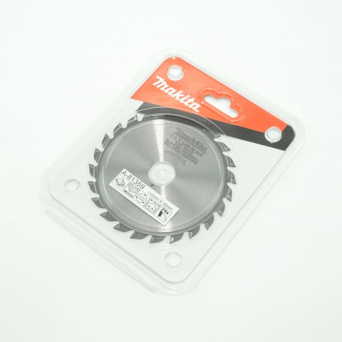 MAKITA ใบเลื่อยวงเดือนคาร์ไบด์สำหรับตัดไม้ 4 นิ้ว 24 ฟัน รุ่น A-81359 เส้นผ่านศูนย์กลาง 110 มม. หนา 1.8 มม. (มากีต้า)