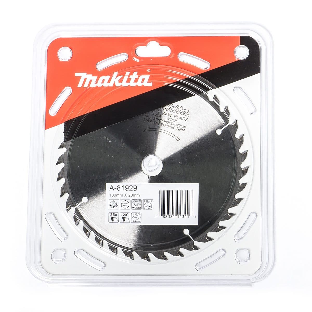 MAKITA ใบเลื่อยวงเดือนคาร์ไบด์สำหรับตัดไม้ 7 นิ้ว 36 ฟัน รุ่น A-81929 เส้นผ่านศูนย์กลาง 180 มม. หนา 2.2 มม. (มากีต้า)