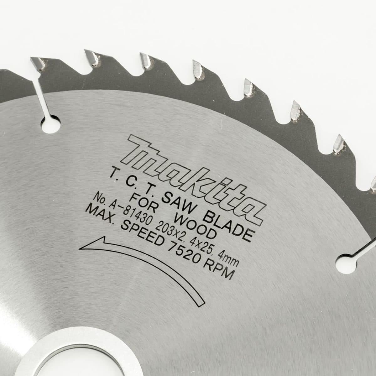 MAKITA ใบเลื่อยวงเดือนคาร์ไบด์สำหรับตัดไม้ 8 นิ้ว 40 ฟัน รุ่น A-81430 เส้นผ่านศูนย์กลาง 203 มม. หนา 2.4 มม. (มากีต้า)