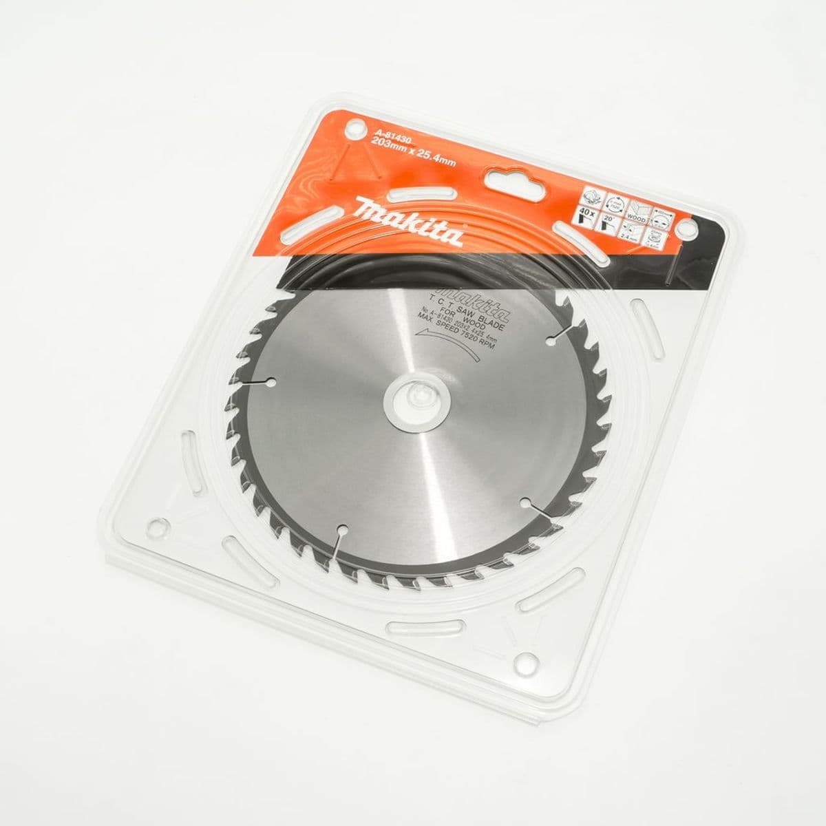 MAKITA ใบเลื่อยวงเดือนคาร์ไบด์สำหรับตัดไม้ 8 นิ้ว 40 ฟัน รุ่น A-81430 เส้นผ่านศูนย์กลาง 203 มม. หนา 2.4 มม. (มากีต้า)