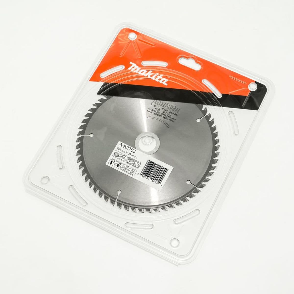 MAKITA ใบเลื่อยวงเดือนคาร์ไบด์สำหรับตัดไม้ 8 นิ้ว 60 ฟัน รุ่น A-82703 เส้นผ่านศูนย์กลาง 203 มม. หนา 2.2 มม. (มากีต้า)