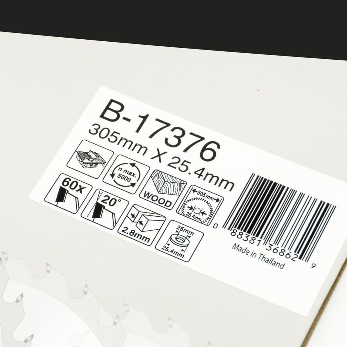 MAKITA ใบเลื่อยวงเดือนคาร์ไบด์สำหรับตัดไม้ 12 นิ้ว 60 ฟัน รุ่น B-17376 เส้นผ่านศูนย์กลาง 305 มม. หนา 2.8 มม. (มากีต้า)