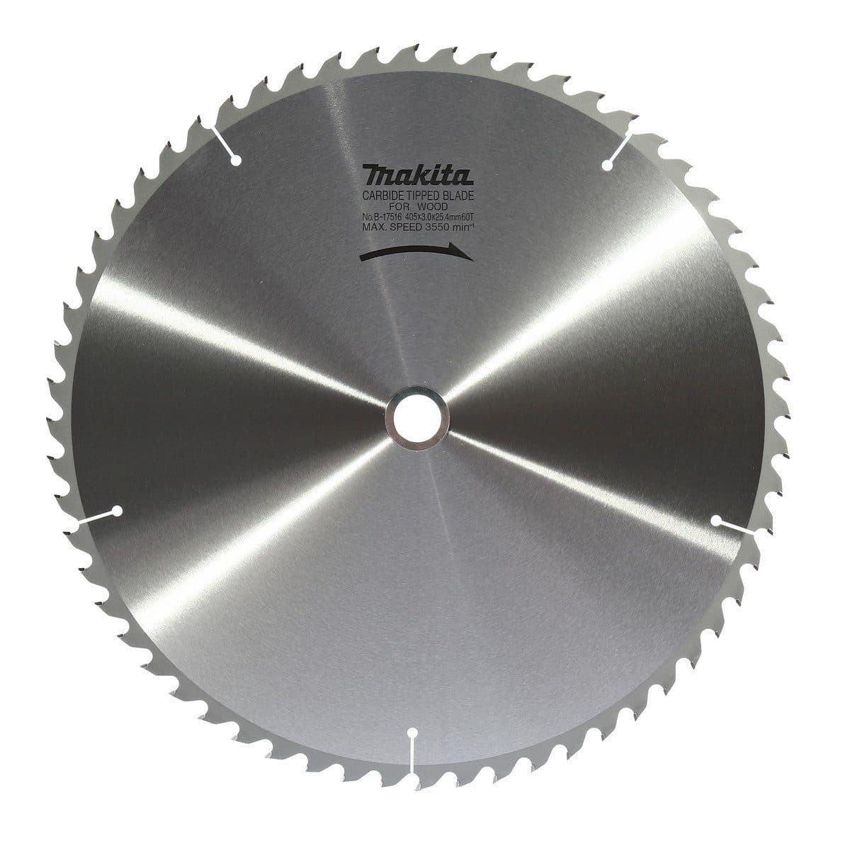 MAKITA ใบเลื่อยวงเดือนคาร์ไบด์สำหรับตัดไม้ 16 นิ้ว 60 ฟัน รุ่น B-17516 เส้นผ่านศูนย์กลาง 405 มม. หนา 3.0 มม. (มากีต้า)