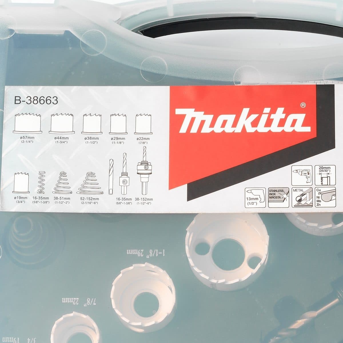 MAKITA ชุดดอกดอกโฮลซอว์ BiM Hole Saw รุ่น B-38663 ในชุดประกอบไปด้วยขนาด 19,22,29,38,44 และ 57 มม. (6 ชิ้น/ชุด) (มากีต้า)