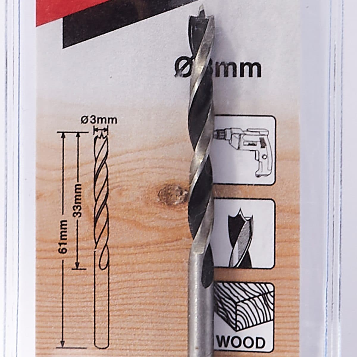 ดอกเจาะไม้ก้านกลม 3 X 61 มม. D-07026