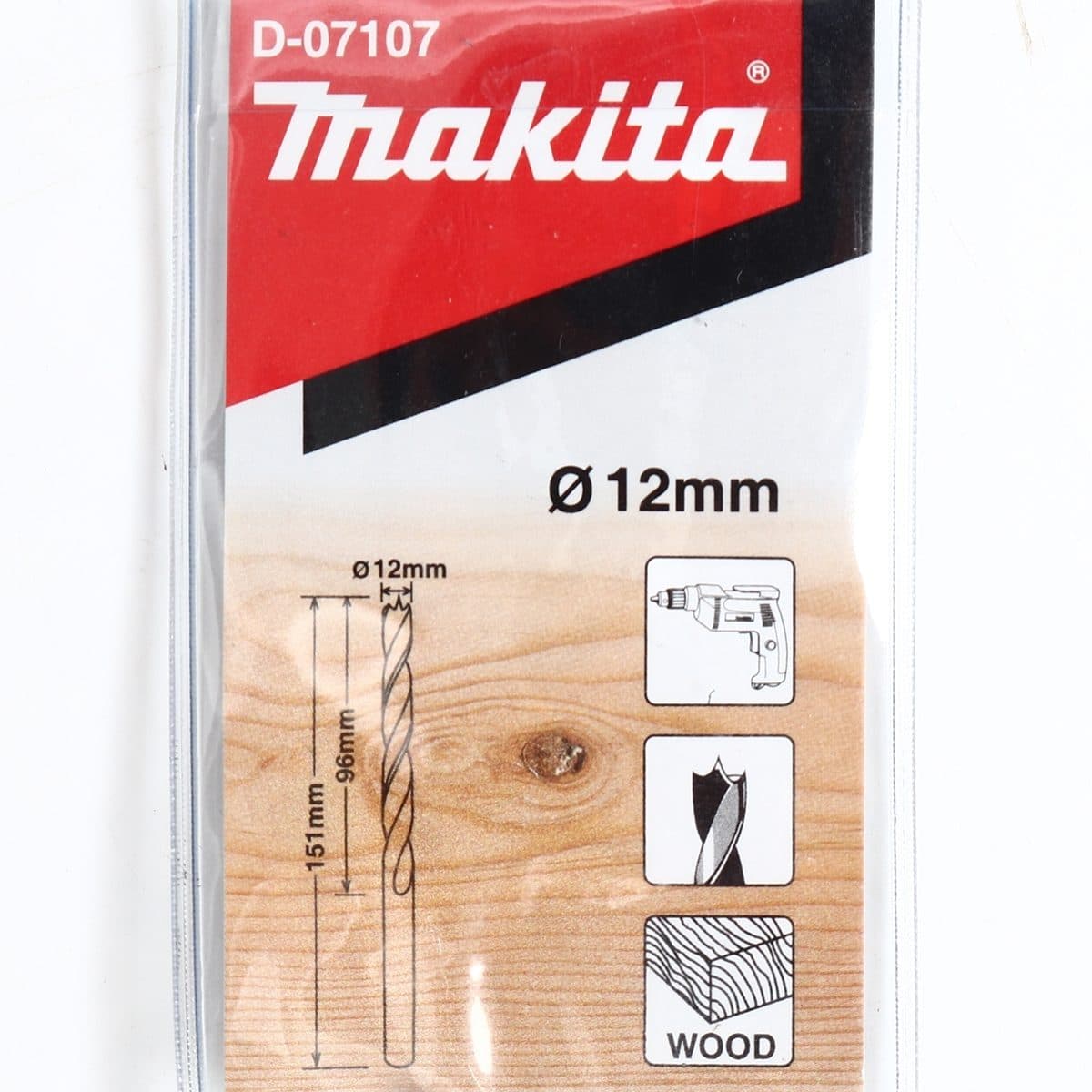 ดอกเจาะไม้ก้านกลม 12 X 151 มม. D-07107
