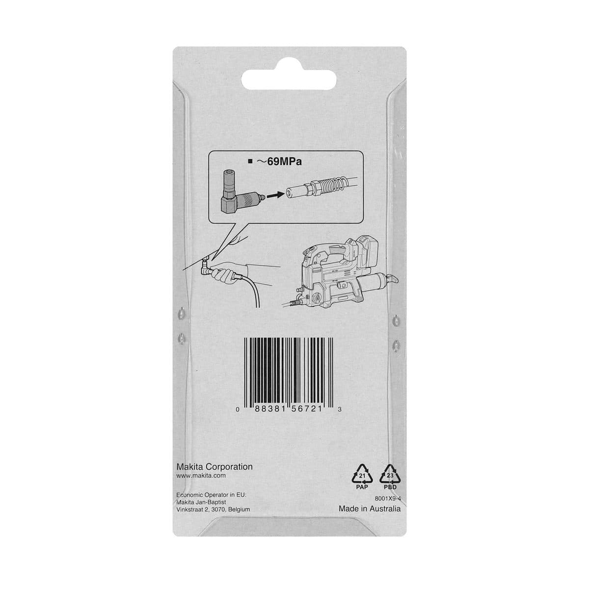 MAKITA หัวอัดจารบี แบบเข้ามุม 90° ใช้กับเครื่องอัดจารบีไร้สาย มากีต้า รุ่น DGP180