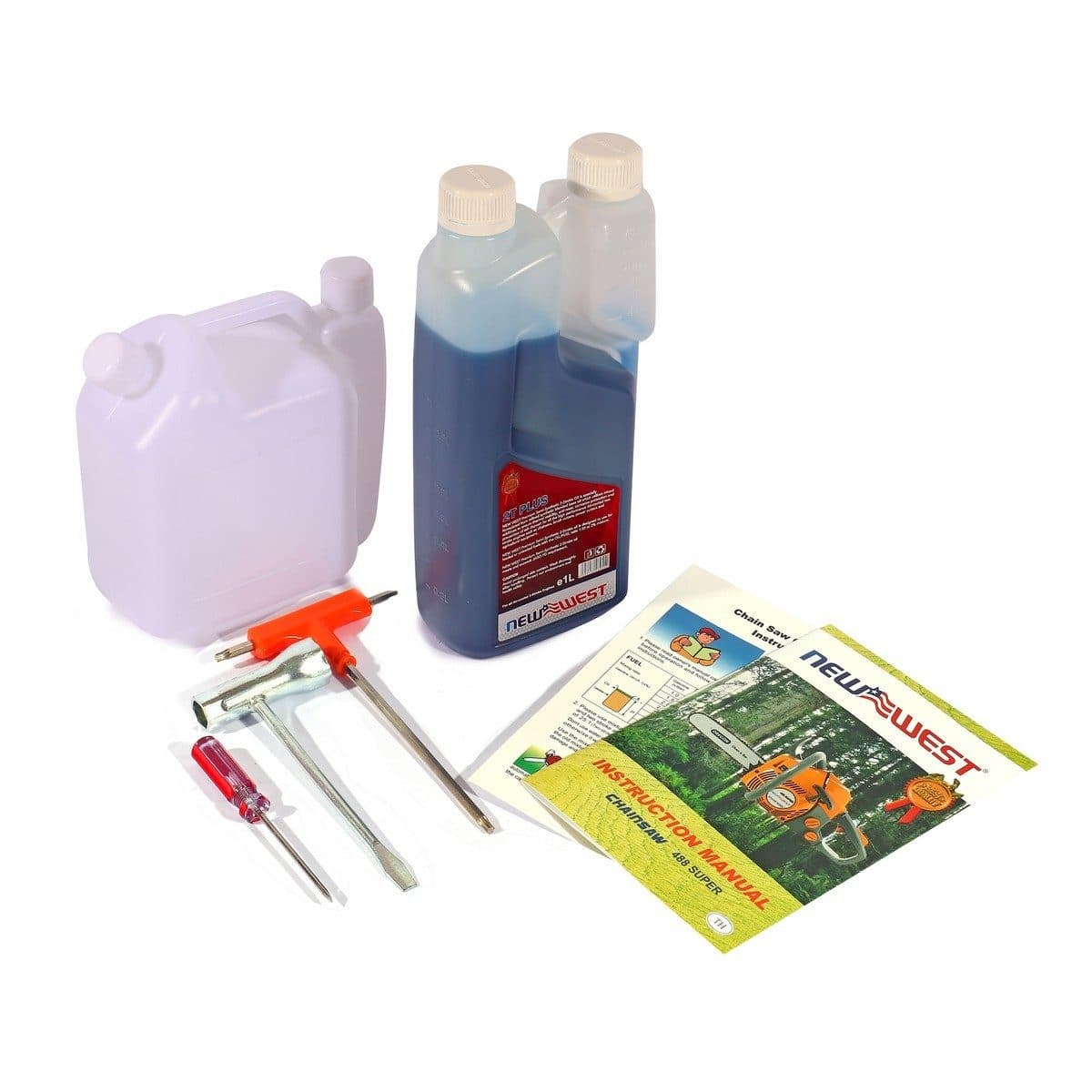 NEW WEST เลื่อยยนต์เบนซิน 2 จังหวะ 11.5 นิ้ว รุ่น 488SUPER ความจุกระบอกสูบ 42 ซีซี ความจุถังน้ำมัน 425 มล. ความเร็วสูงสุด 12,500 รอบ/นาที เห