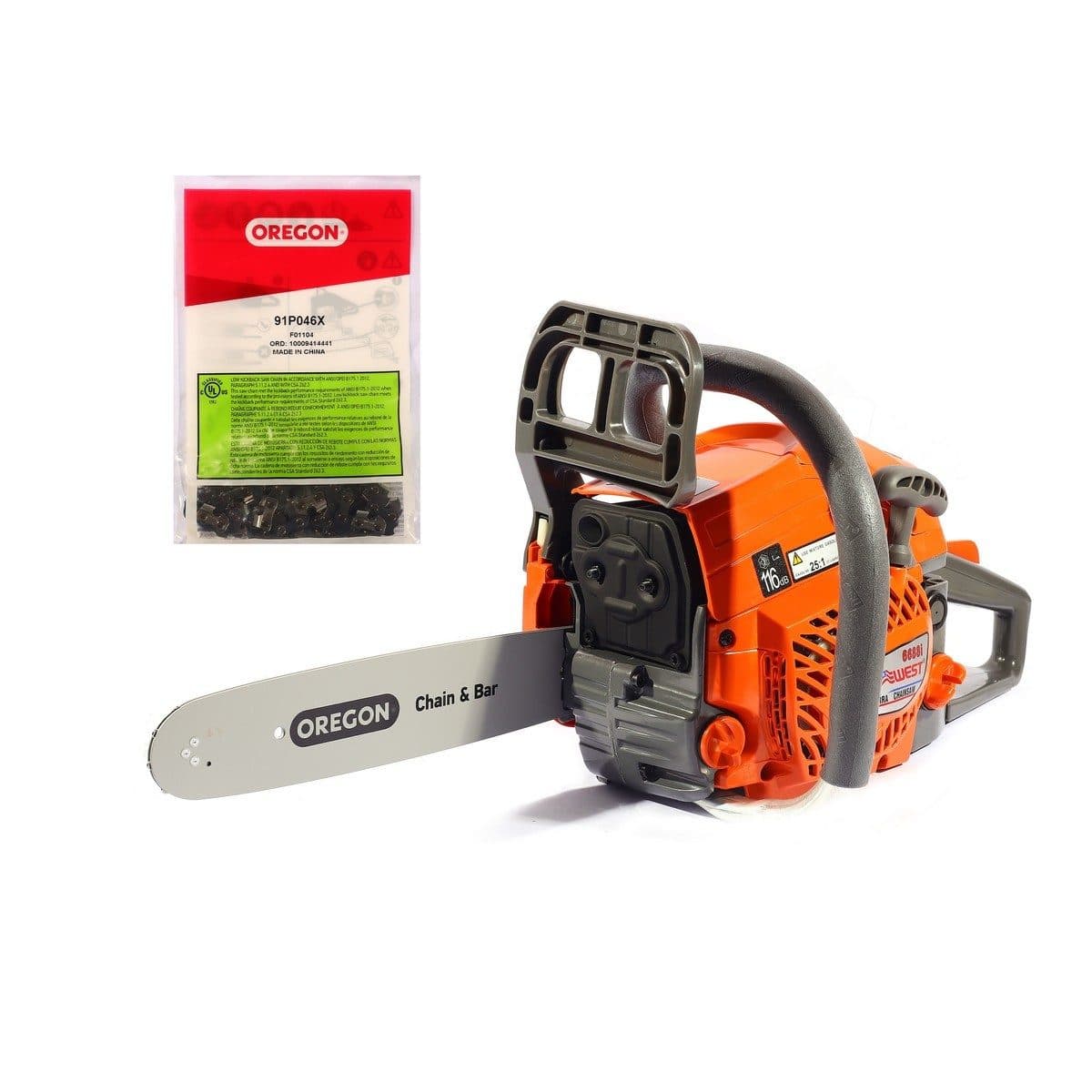 NEW WEST เลื่อยยนต์ เบนซิน 2 จังหวะ 11.5 นิ้ว รุ่น 6688i ความจุกระบอกสูบ 45.2 มม. ความจุถังน้ำมัน 520 มล. ความเร็วสูงสุด 13,000 รอบ/นาที เหม