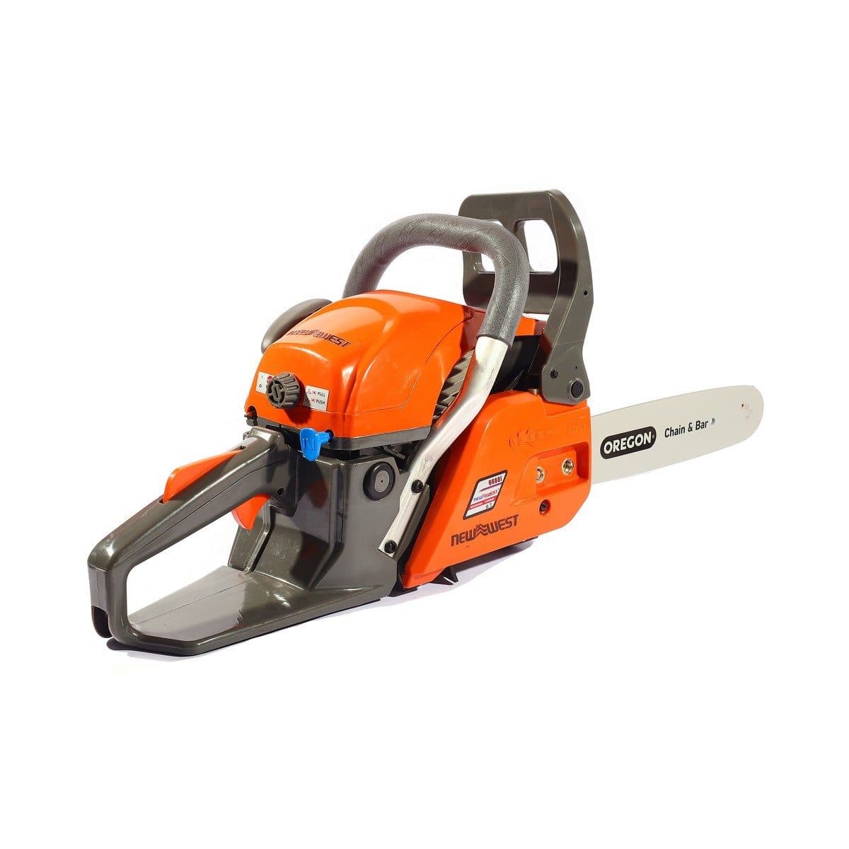 NEW WEST เลื่อยยนต์ เบนซิน 2 จังหวะ 11.5 นิ้ว รุ่น 6688i ความจุกระบอกสูบ 45.2 มม. ความจุถังน้ำมัน 520 มล. ความเร็วสูงสุด 13,000 รอบ/นาที เหม