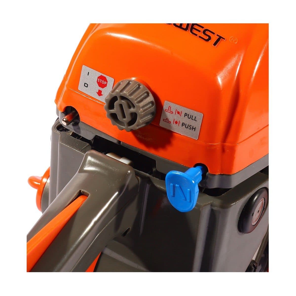 NEW WEST เลื่อยยนต์ เบนซิน 2 จังหวะ 11.5 นิ้ว รุ่น 6688i ความจุกระบอกสูบ 45.2 มม. ความจุถังน้ำมัน 520 มล. ความเร็วสูงสุด 13,000 รอบ/นาที เหม