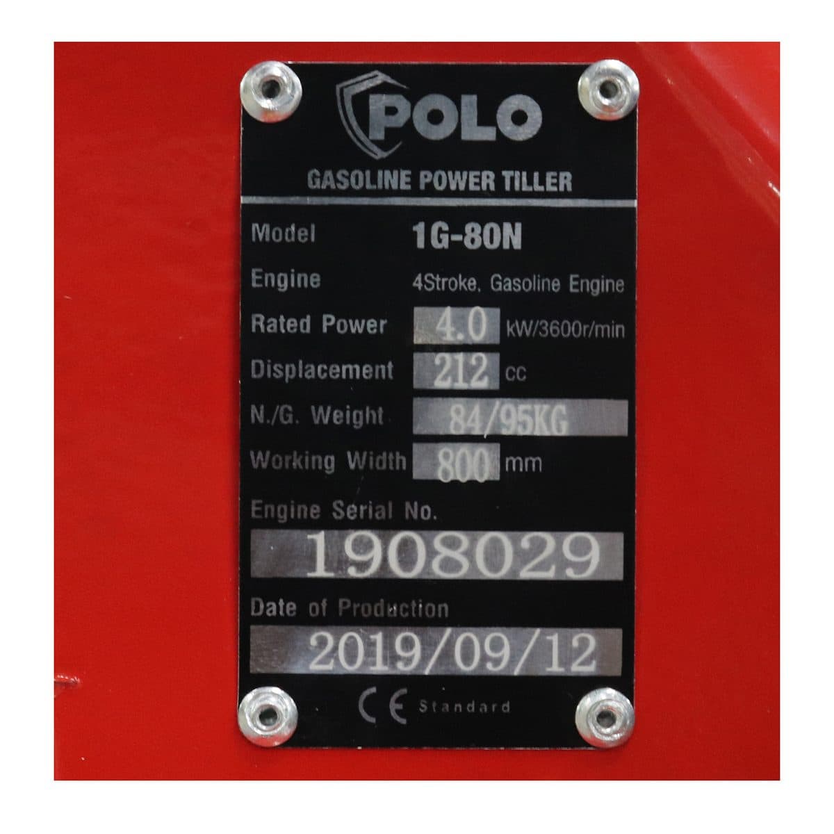 POLO เครื่องพรวนดิน สตาร์ทมือ เครื่องยนต์ 7.0 แรงม้า (212 ซีซี) แรงม้า รุ่น 1G-80N ความกว้างการพรวน 920 มม. ความลึกการพรวน 100 มม. ขับเคลื่อ