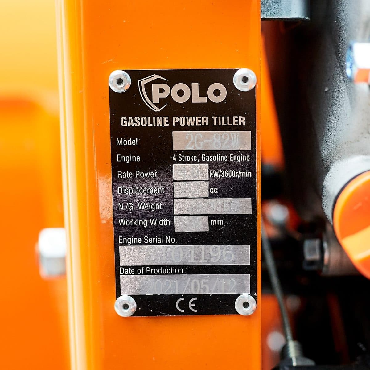 POLO เครื่องพรวนดิน สตาร์ทมือ เครื่องยนต์ 7.0 แรงม้า (212 ซีซี) รุ่น 2G-82W ความกว้างการพรวน 700 มม. ความลึกการพรวน ≤100 มม. ขับเคลื่อนด้วยเ