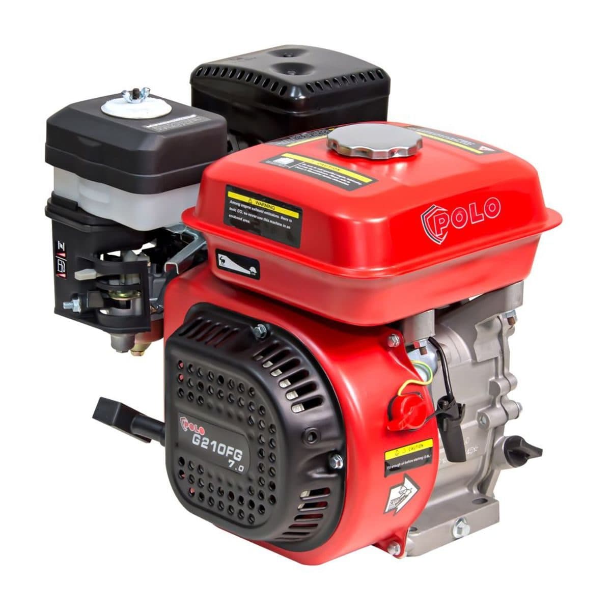 POLO เครื่องยนต์ เบนซิน 4 จังหวะ กำลังเครื่องยนต์ 7.0 แรงม้า รุ่น G210FG ความจุกระบอกสูบ 208 ซีซี ถังน้ำมัน 3.6 ลิตร สตาร์ทมือ อัตราทดรอบ 1 