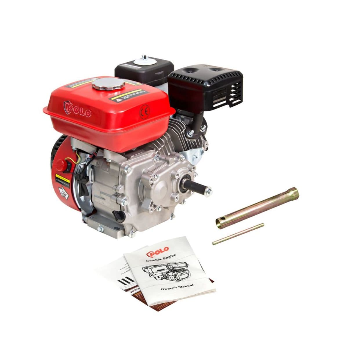 POLO เครื่องยนต์ เบนซิน 4 จังหวะ กำลังเครื่องยนต์ 7.0 แรงม้า รุ่น G210FG ความจุกระบอกสูบ 208 ซีซี ถังน้ำมัน 3.6 ลิตร สตาร์ทมือ อัตราทดรอบ 1 