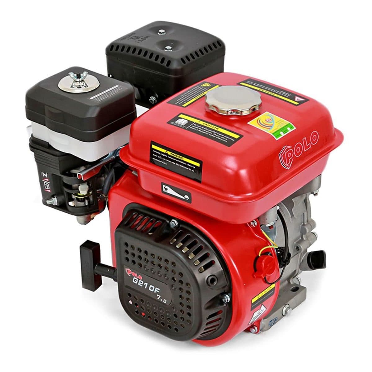 POLO เครื่องยนต์ เบนซิน 4 จังหวะ กำลังเครื่องยนต์ 7.0 แรงม้า รุ่น G210F ความจุกระบอกสูบ 208 ซีซี ถังน้ำมัน 3.6 ลิตร สตาร์ทมือ (โปโล)